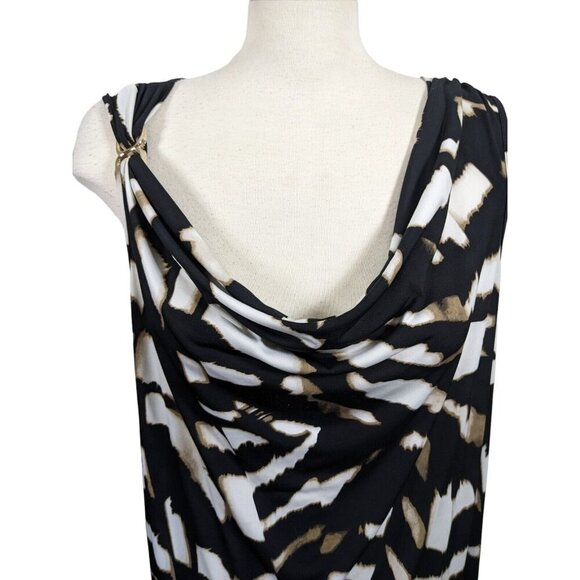 Womens Tunic Top Plus Size 4X Sleeveless Draped Front Tiger Print Stretch - Picture 2 of 6